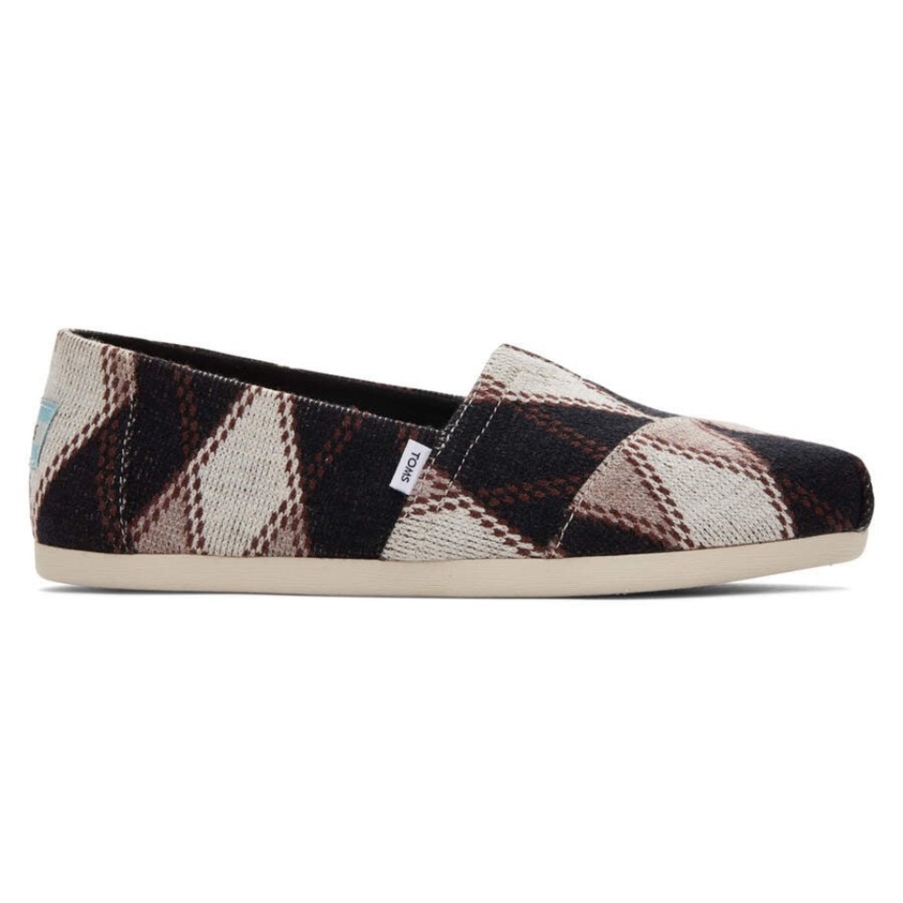 Alpargata Black Argyle Knit TOMS New Sz 12